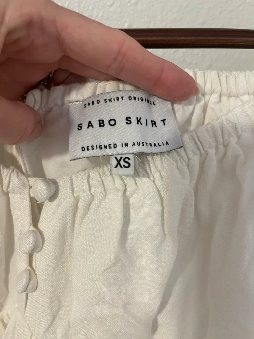Sabo Skirt White Puff-Sleeve Square Neck Mini Dress - Picture 5 of 8